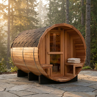 6-Person Patchworkred Cedar Traditional Steam Barrel Sauna — Studio Shot