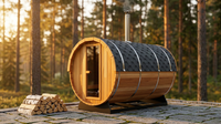 Outdoor Barrel Traditional Steam Cedar Wood Sauna with Wood Burning Stove — Lifestyle
