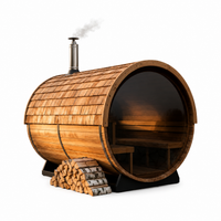 Outdoor Barrel Traditional Steam Cedar Wood Sauna with Wood Burning Stove