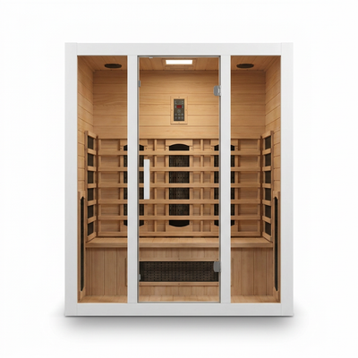 2 Person Extendable FAR Infrared Sauna for Home, Hemlock Wood Low EMF 6 Carbon Heaters Indoor Saunas with LED Lights, Bluetooth Speaker, Digital Control Panel, and Seating Bench