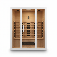 2 Person Extendable FAR Infrared Sauna for Home, Hemlock Wood Low EMF 6 Carbon Heaters Indoor Saunas with LED Lights, Bluetooth Speaker, Digital Control Panel, and Seating Bench — Studio Shot