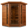 4-Person Cedar Corner Infrared Sauna with 10 Carbon Heaters